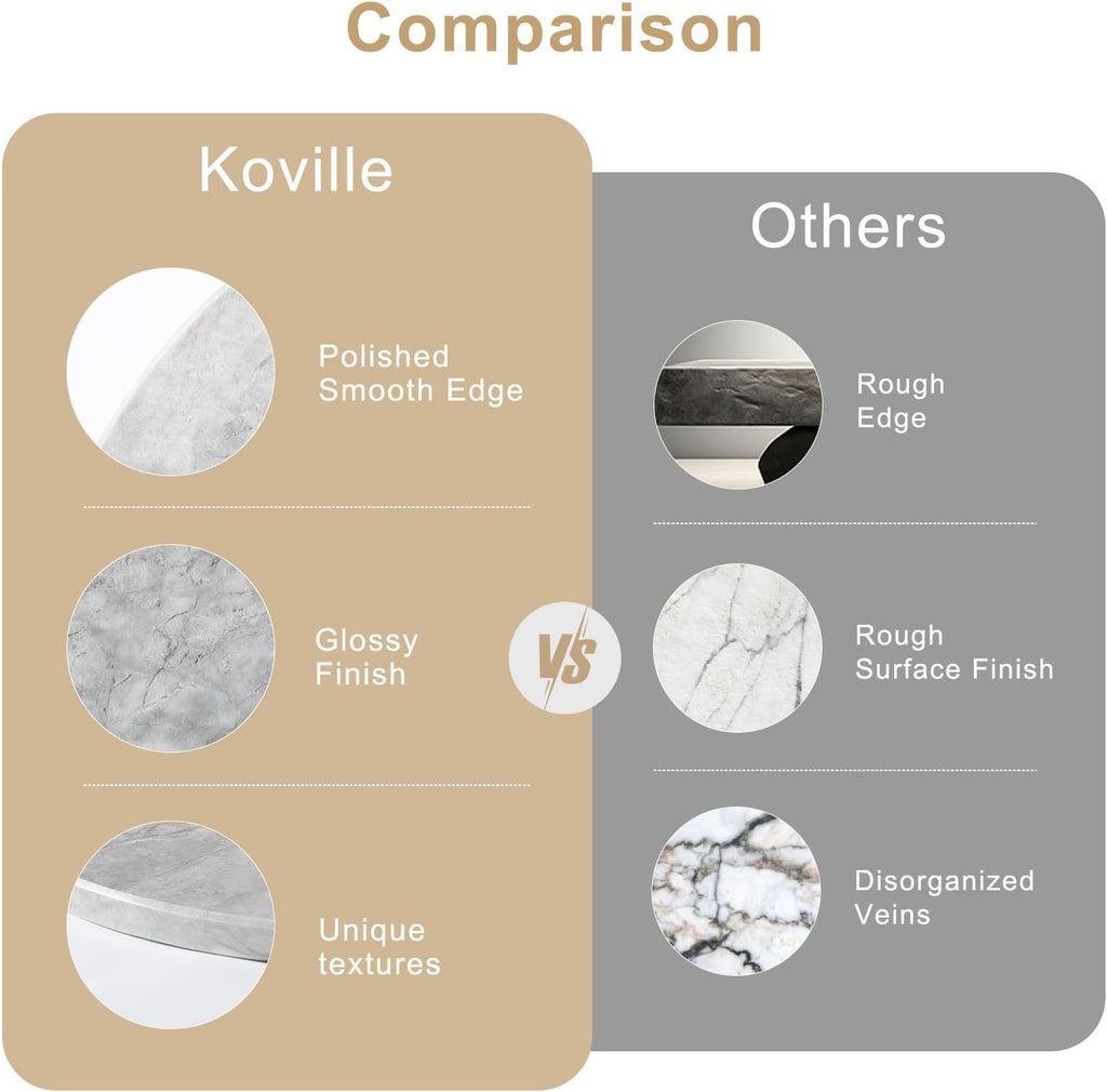 Koville Grayish White Marble Cutting Board Round, 16" Marble Cheese Board for Kitchen - Non-Stick Heat Resistant Stone Cutting Boards for Baking, Charcuterie, Pastry, Trivet