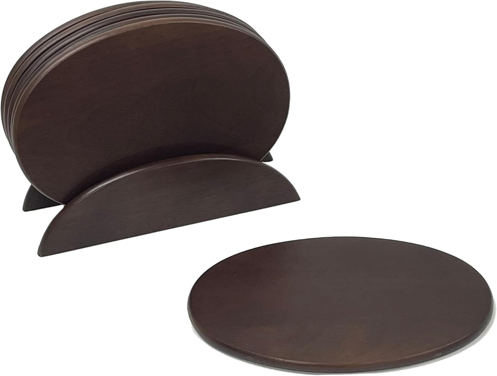 6 Walnut Stained Wood Boards with Stand, Perfect for Serving, Sushi, Cheese, Hors D'Oeuvre, Charcuterie, Sandwiches, 7 Piece Set, 9 1/2" x 6 1/2" ★★Pack of 10★★