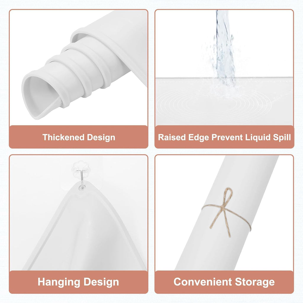uxcell Silicone Pastry Mat, 19.7" x 15.8" Silicone Baking Mat with Measurements, Non-Stick Dough Rolling Mat for Making Pastry Cookies Bread Pizza White