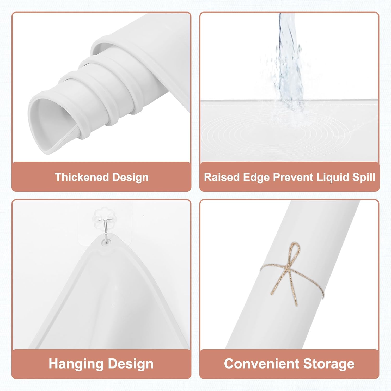 uxcell Silicone Pastry Mat, 19.7" x 15.8" Silicone Baking Mat with Measurements, Non-Stick Dough Rolling Mat for Making Pastry Cookies Bread Pizza White