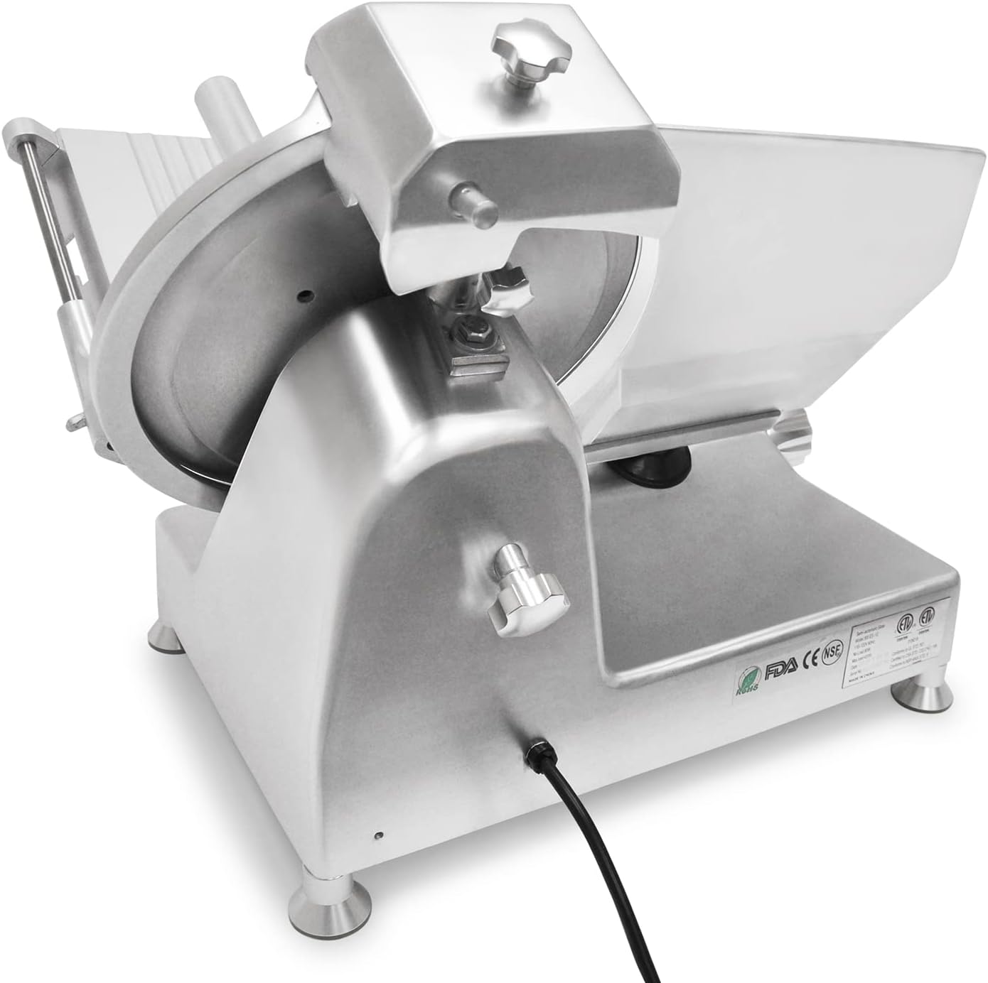 KWS Metal Collection 420W 12 Inch Commercial Meat Slicer MS-12DS Anodized Aluminum Base with Stainless Steel Blade + Blade Removal Tool, Frozen Meat/Cheese/Food Slicer Commercial and Home Use