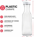 GUSTO [50 oz - 4 Pack] Plastic Carafe with Lid, Large Capacity Square Base - Clear Pitcher with Flip Top Lid, Easy-Pour Spout Juice Containers with Lids, Hand Wash Only - Perfect for Mimosa Bar