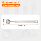 HARFINGTON Single Measuring Spoon 1/2tsp (1/6tbsp, 2.5ml) Teaspoon/Tablespoon 430 Stainless Steel Single Tiny Square Bowl Measuring Spoon Long Handle Measure Scoop