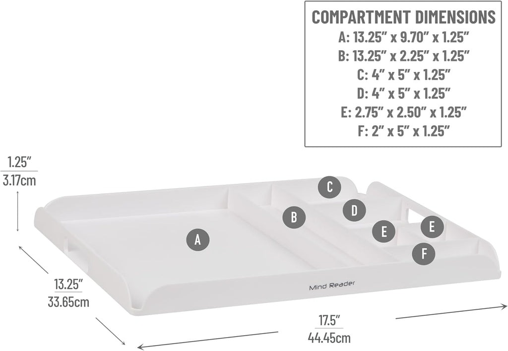 Mind Reader Coffee Station Serving Tray, 7 Pod Capacity Countertop Organizer, Storage, 17.5" L x 13.25" W x 1.25" H, Single, White