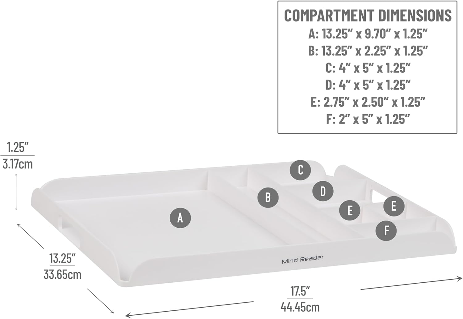 Mind Reader Coffee Station Serving Tray, 7 Pod Capacity Countertop Organizer, Storage, 17.5" L x 13.25" W x 1.25" H, Single, White