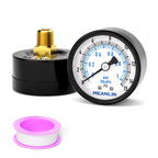 MEANLIN MEASURE 0-15Psi Well Pump Pressure Gauge 1/4" NPT 2" FACE DIAL for Water Oil Air Well Pump Tank Tire Pressure Test Back Mount, with Teflon Tape