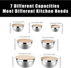 Lazycorner Stainless Steel Mixing Bowls with Airtight Lids Set of 7 Stainless Steel Bowls Set with 3 Grater Attachments Great for Serving & Baking