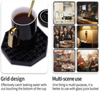 Drip Trays 6" Coffee Countertop Octagon Drip Tray Black Plastic Coffee Drip Tray With Honeycomb Grid, Pack of 2 (2 Pcs 6")
