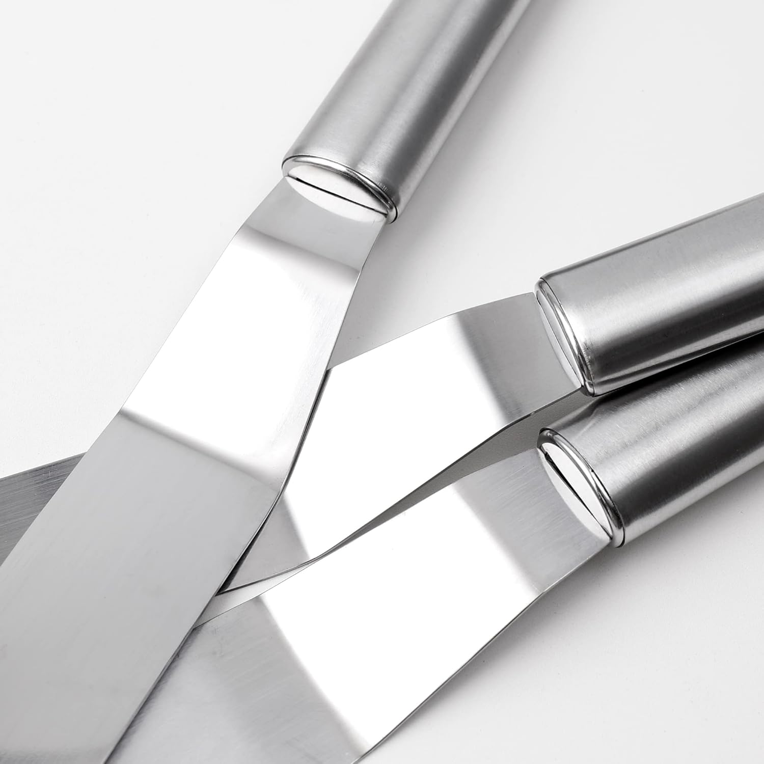 Cake Spatula Set – 6", 8", 10" Stainless Steel Offset & Straight Icing Spatulas for Cake Decorating and Frosting (Curved)