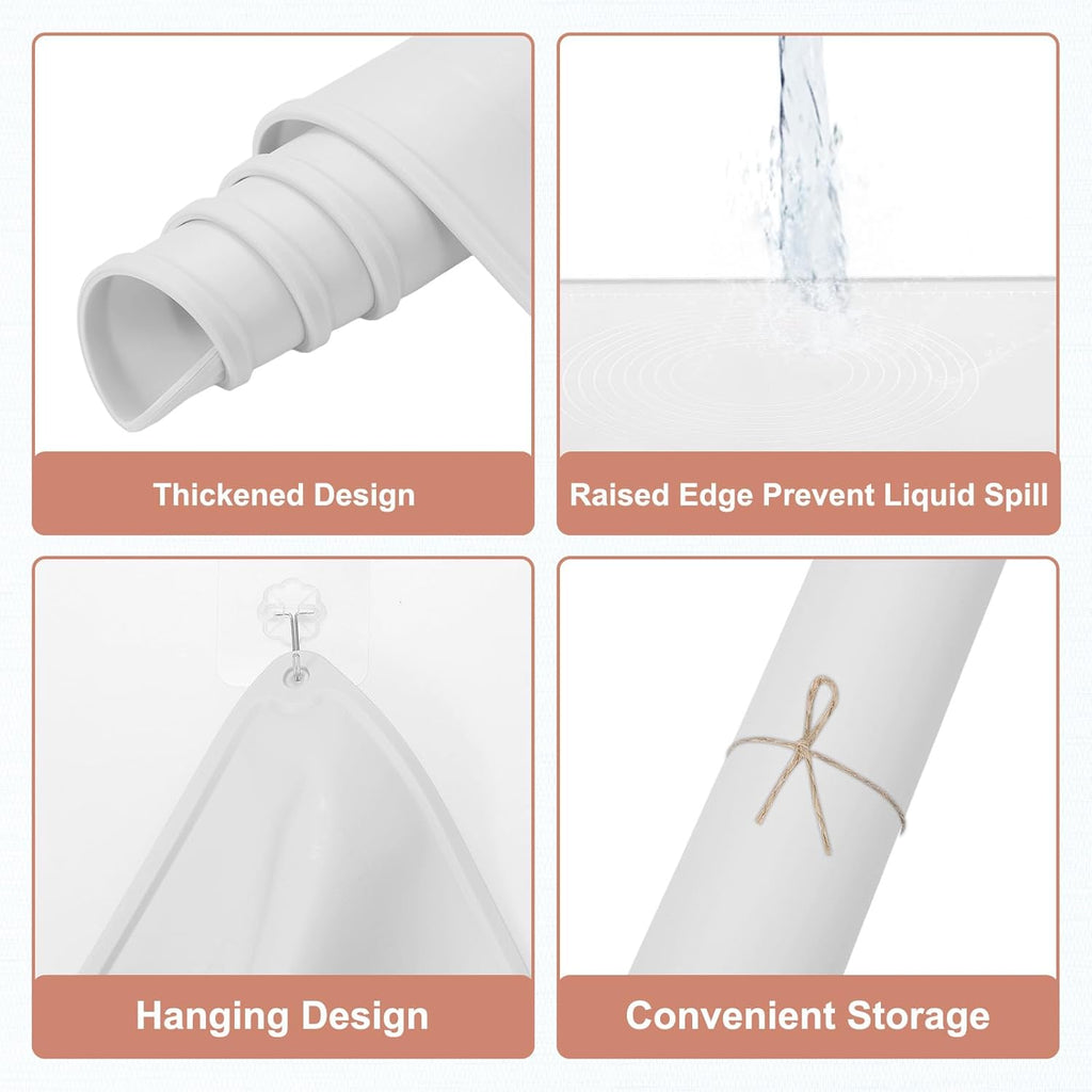 uxcell Silicone Pastry Mat, 27.5" x 19.7" Silicone Baking Mat with Measurements, Non-Stick Dough Rolling Mat for Making Pastry Cookies Bread Pizza White