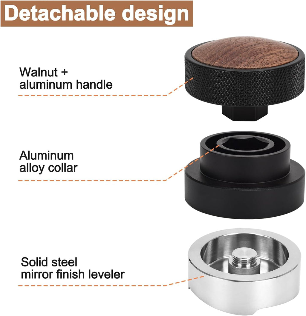 53mm Coffee Distributor and Tamper, Dual Head Espresso Tool with Adjustable Depth - Professional Coffee Leveler and Hand Tamper for 51mm Portafilters, Barista-Grade Espresso Accessory (53mm)