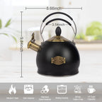 Whistling Tea Kettle Stainless Steel Teapot, Teakettle for Stovetop Induction Stove Top, Fast Boiling Heat Water Tea Pot 2.6 Quart