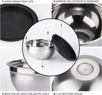 Mixing Bowls with Lids set - 25 PCS Stainless Steel Nesting Black Mixing Bowls Set for Baking, Mixing, Serving & Prepping, Size 5, 3.7, 2.8, 2.3, 1.7, 1.1, 0.7QT, 11 Cooking Utensils