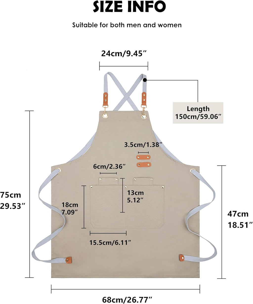 Lisianthus 2 Pack Adjustable Bib Aprons for Women with Pockets, Men's Kitchen Cooking Apron