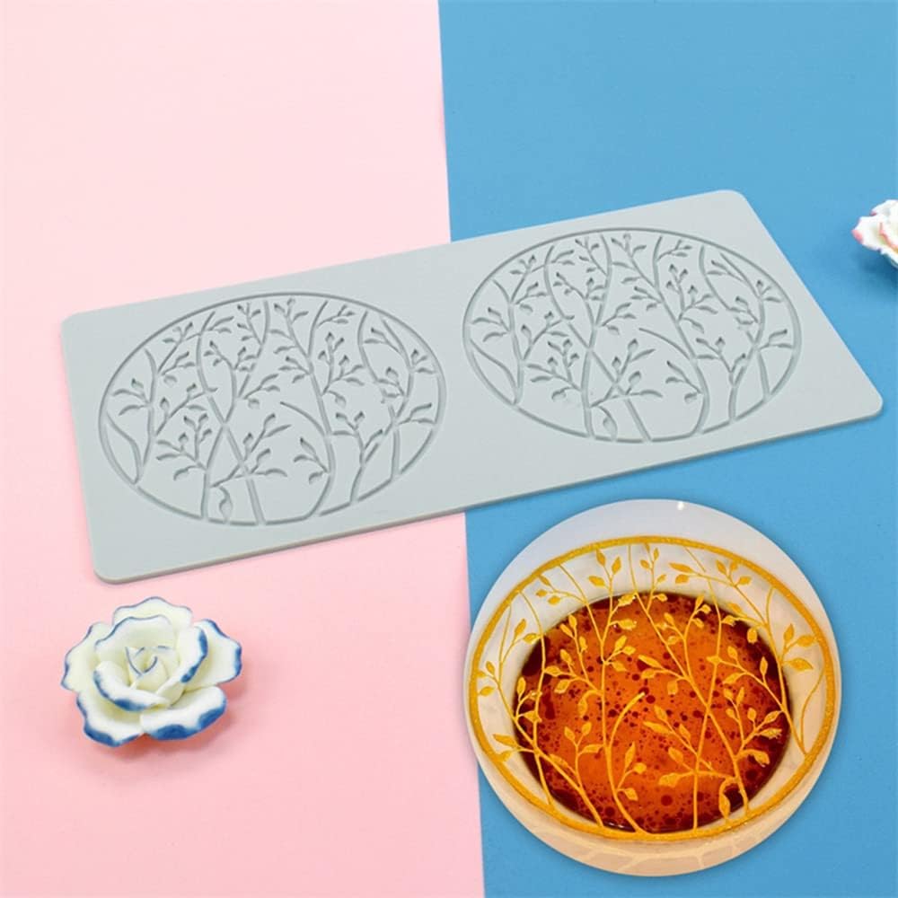 Silicone Lace Mold, Wedding Cake Lace Mat, Coral Cake Decorating Mold Flower Fondant Impression Mats for Edible Lace Fondant Mold, Sugar-Lace Cupcake Mat Tools (C_10.6x5.44x0.12inch)