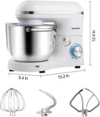 Aucma Stand Mixer,6.5-QT 660W 6-Speed Tilt-Head Food Mixer, Kitchen Electric Mixer with Dough Hook, Wire Whip & Beater (6.5QT, White)