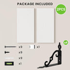 RICHFOCUS Floating Shelves for Wall Decor, 8 Inch Deep Wall Shelves Set of 2, 16W x 8D White Floating Shelves Wall Mounted with Metal Brackets, Rustic Wood Shelves for Living Room Bedroom Kitchen