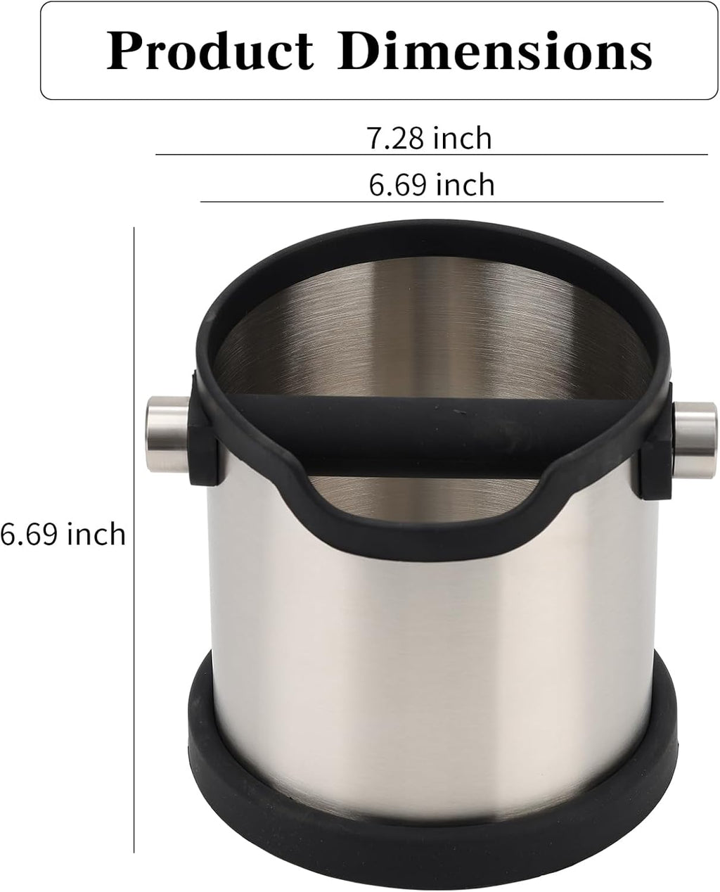 Coffee Tapping Box, Stainless Steel Espresso Floor Container, Waste Coffee Bucket, Barista, And Anti Slip Base Coffee Tools (Silver)