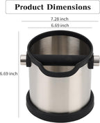 Coffee Tapping Box, Stainless Steel Espresso Floor Container, Waste Coffee Bucket, Barista, And Anti Slip Base Coffee Tools (Silver)