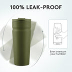 COKTIK 24oz Insulated Tumbler with Lid and Straw 2 Lids (Straw/Flip) Iced Coffee Cup Reusable Stainless Steel Travel Mug Water Bottle Cupholder Friendly for Women Men Her Him (Olive)