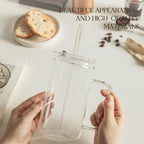 24oz Glass Tumbler with Lid and Straw - Leak Proof Travel Cup with Handle, Reusable Drinking Glass for Iced Coffee, Smoothies & Tea, Dishwasher Safe Spill-Proof Water Bottle for Home, Office, Gym