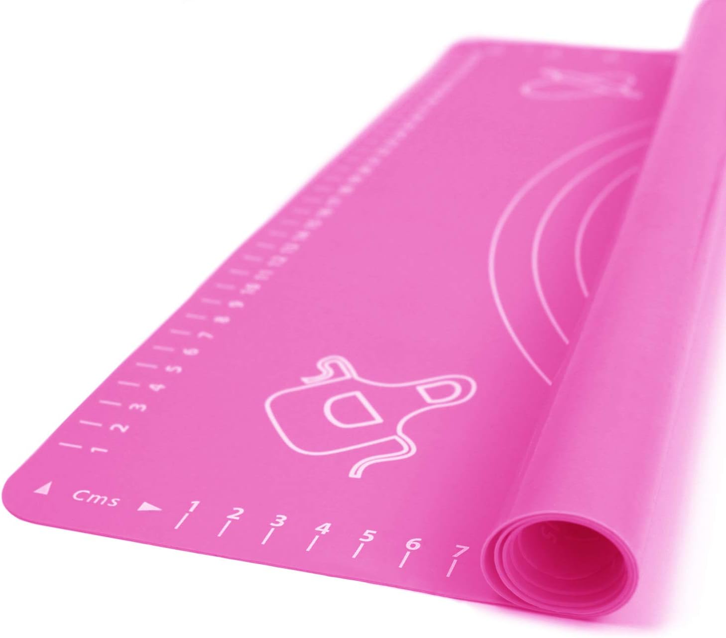 Silicone Baking Mat for Rolling Pastry Dough with Measurements, 25.6 x 17.7 BPA Free Non stick and Non Slip Pink Table Sheet Baking Supplies for Bake Pizza Cake
