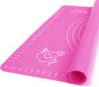 Silicone Baking Mat for Pastry Rolling Dough with Measurements, 19.7" x 15.7" BPA Free Non stick and Non Slip Pink Table Sheet Baking Supplies for Bake Pizza Cake