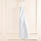 Solino Home 100% Pure Linen Apron for Women & Men - White Stripe Full Midi Bib Apron, Adjustable Neck Strap with Center Pockets for Kitchen, Chef - Handcrafted from European Flax