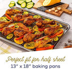 Ultra Cuisine Aluminum Baking Sheet with Stainless Steel Cooling Rack Set -Half Sheet Size Pan 13 x 18 inch, Durable Rimmed Sides, Easy Clean, Commercial Quality for Cooking and Roasting