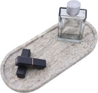 Natural Marble Tray, Oval Vanity Decorative Tray for Bathroom Counter, Countertop Stone Organizer, Catchall Tray for Kitchen, Perfume, Candles, Jewelry Dish Decorative Tray