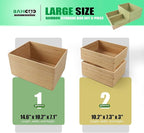 3-Piece Large Bamboo Storage Box Set, 7.1 in High Stackable Deep-Drawer Organizer for Kitchen Cutlery, Utensils & Knives, Exquisite and Durable Lidless Wooden Bin (14.6"x10.2x7.1"*1+10.2"x7.3"x3"*2)