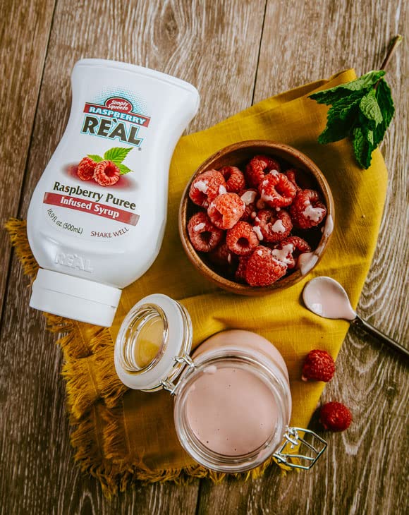 Reàl Fruit Infused Flavoring Syrup Variety - Strawberry, Raspberry, Peach, Blueberry, Black Cherry, Crisp Apple (Pack of 6, 16.9 FL OZ Bottles)