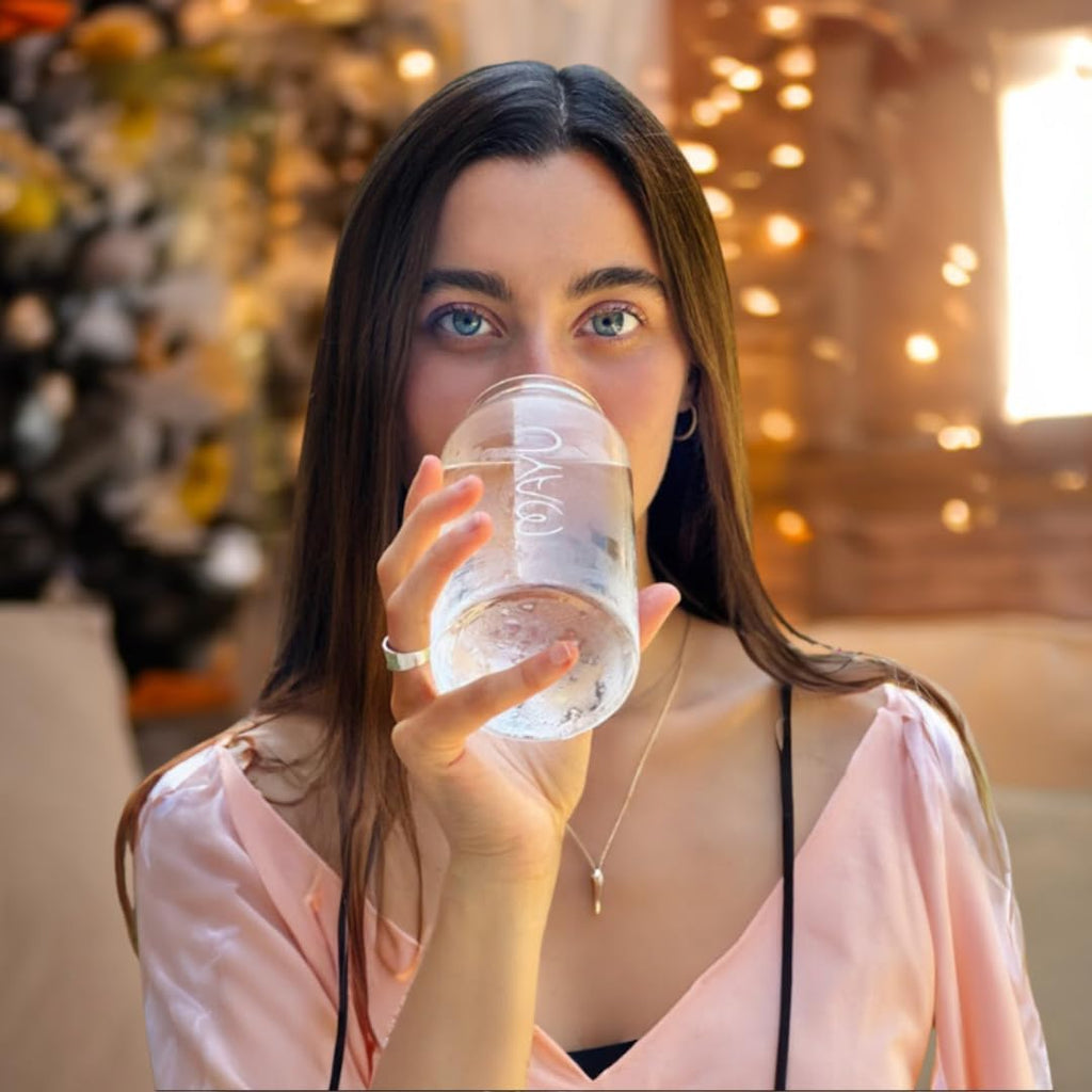 mayu Travel Water Bottle with Bamboo Lid - Borosilicate Glass Eco Friendly BPA Free | Adult and Kids Bottles with Cap - Leak Free Design - Non Toxic Reusable Hydration for Everyday Use | 0.5L, 17OZ