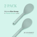 Silicone Rice Paddle Set – 2-Piece Set of Spoon Spatulas for Non-Stick Cookware – Kitchen Tools and Accessories with Comfortable Handles, Heat-Resistant Utensils for Cooking and Baking – Pastel Green