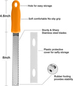 Lemon Zester, Stainless Steel Kitchen Cheese Grater, Plastic Cover Ergonomic Soft Orange Handle