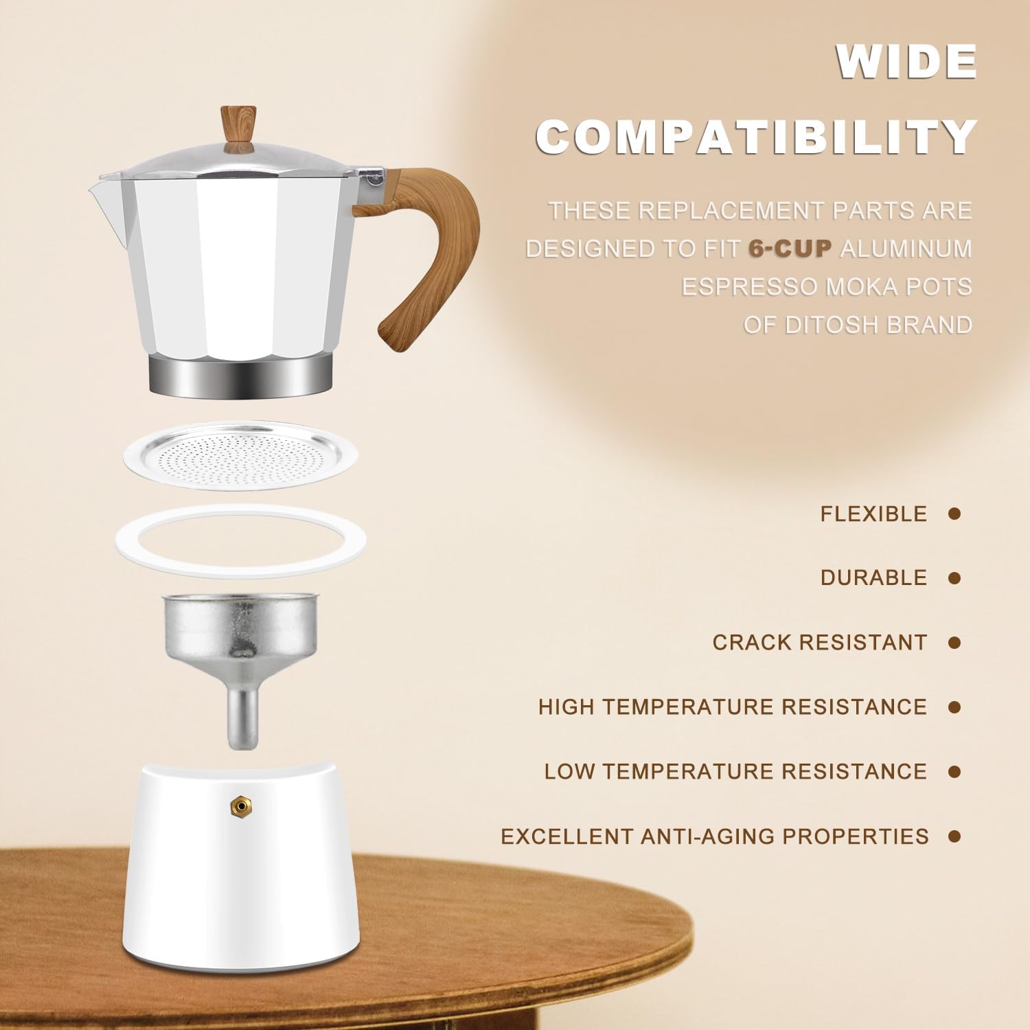 20PCS Silicone Gaskets Seal Ring with 4 PCS Stainless Steel Filter Basket Includes，Spare Food Grade Silicone Sealing Rings for Aluminium Stovetop Coffee Maker Pots -6Cup