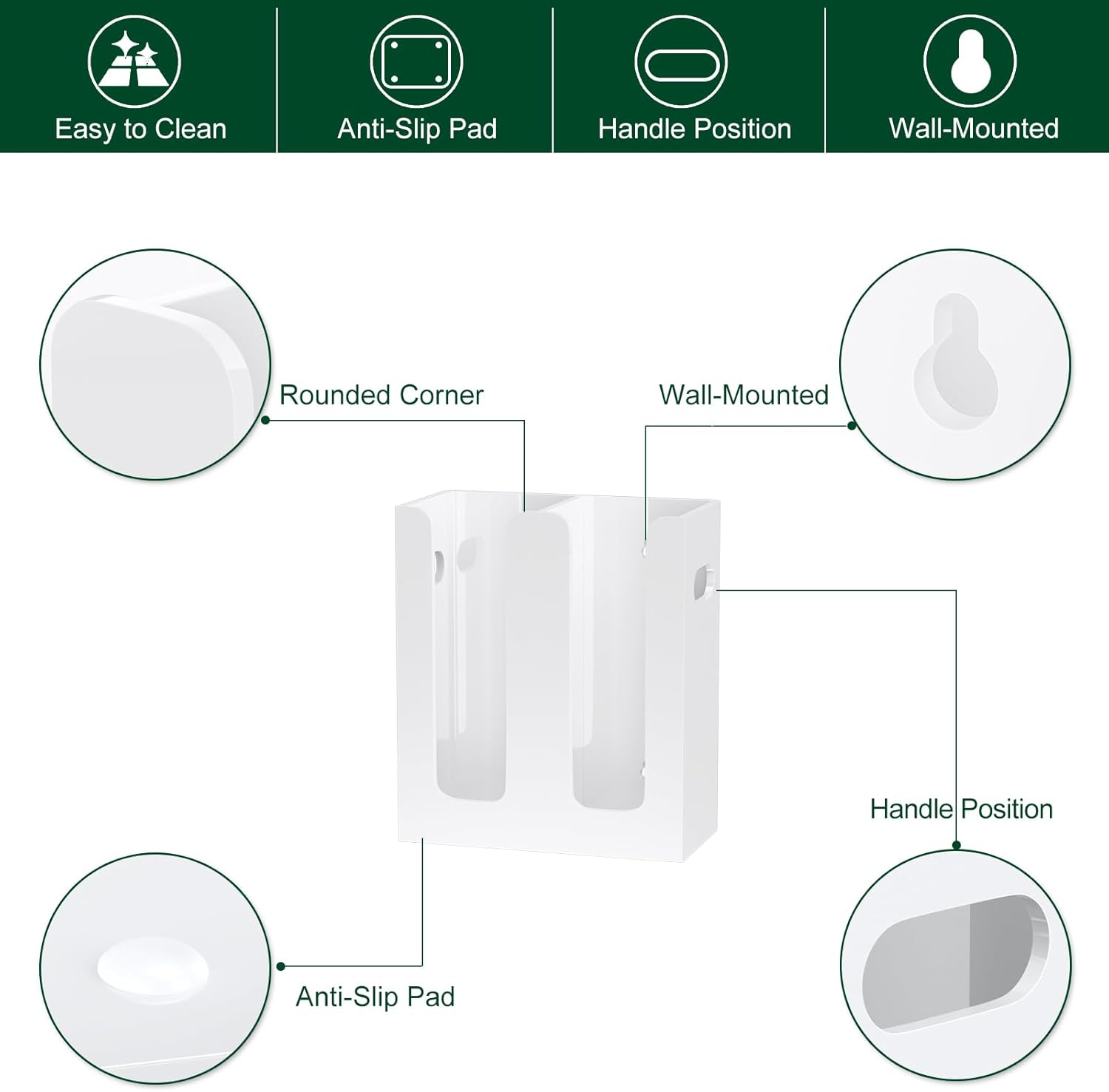 Disposable Coffee Cup Dispenser with Handles, Countertop or Wall Mount Hot/Cold Drink Cup and Lid Holder - Bathroom/Kitchen/Office Acrylic Cup Lid Storage Organizer (2 Compartments, White)