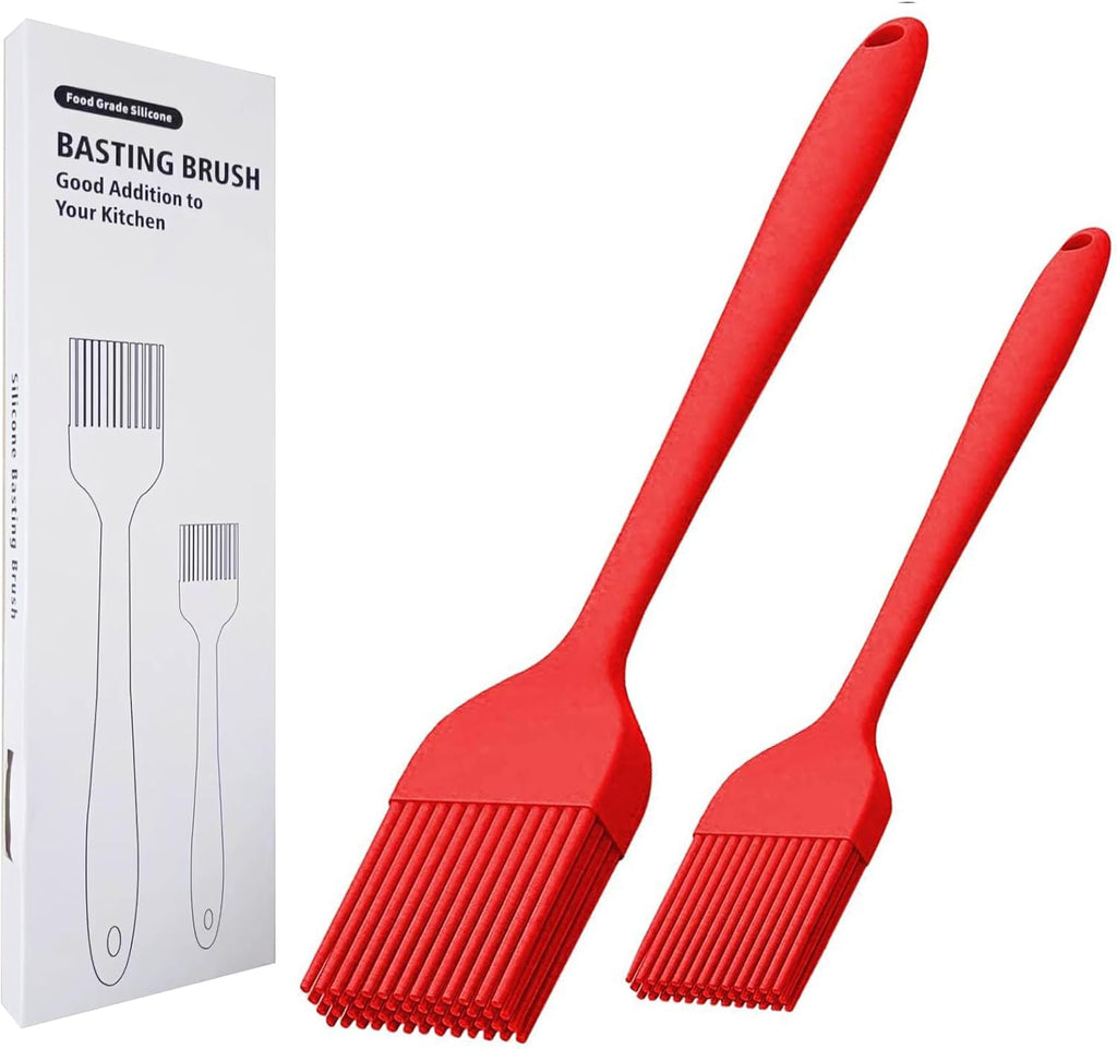 Silicone Basting Brush 2 Pcs Pastry Brush for Oil, BBQ, Grill, Sauce Baking Cooking, Dishwasher Safe (Black)
