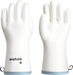 wahoo Professional Liquid Silicone Oven Mitts Gloves, Heat Resistant Gloves for Cooking, Baking, CoralAir Liner, 12 Inch, White, XXL