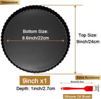 9 Inch Tart and Quiche Pan with Removable Bottom, Pie Pans for Baking, Non-stick Carbon Steel Quiche Pan for Pie, Mousse Cakes, Fruit and Desserts