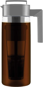 Takeya Tritan Cold Brew Coffee Maker - Airtight Pitcher with Leak-Free Lid - BPA-Free Cold Brew Maker with Silicone Handle - Dishwasher-Safe Pitcher for Homemade Cold Brew - 2 Quart, Stone