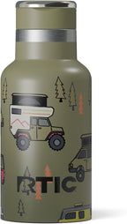 RTIC Little Journey Bottle with Straw, Insulated, Stainless Steel, Metal, Double Wall Vacuum-Insulation, Ceramic-Lined, Leak-Proof Lid, BPA-Free Water Flask for Sports, Travel, Happy Camper