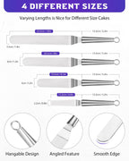 Offset Icing Spatula, Cake Angled Spatula Set with 4, 6, 8 & 10 Inch Blades, Stainless Steel Handle Suitable for Home, Kitchen or Bakery
