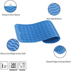 Silicone Dish Drying Mat for Multiple Usage,Easy clean,Eco-friendly,Heat-resistant Silicone Mat for Kitchen Counter,Sink,Bar,Bottle,or Cup Lichen Blue M 17 inches x 6 inches