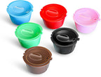 BRBHOM Colorful Dol*e Gu*to Refillable Capsules Pods,6 Refillable Coffee Capsule Reusable Coffee Filter Compatiable with Dol*e G*sto(6 Pcs colorful）