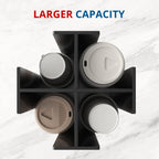 Cup and Lid Holder, 4 Compartment, Square | Rotating Coffee Cup Dispenser Lid Carousel for Restaurant, Buffet, Coffee Station, Bar, Countertop, Black Acrylic