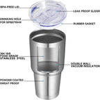 DOMICARE 30 oz Tumbler with Lid and Straw, Stainless Steel Tumblers Bulk, Insulated Vacuum Double Wall Travel Coffee Mug, Durable Powder Coated Tumbler Cup (Stainless Steel, 1)