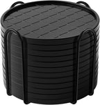 Coasters,Drink Coasters Set of 8 with Holder (Black, 12pcs)