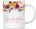 Andaz Press 11oz. Wedding Ceramic Coffee Tea Mug Gift, Fall Autumn Burgundy Orange Peach Flowers Roses Florals, Grandmother of the Bride, 1-Pack, Includes Gift Box