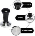 58mm Black Coffee Hand Tamper 304 Stainless Steel Base Professional Espresso Press for Portafilter Coffee Machine Barista Tool (58mm)